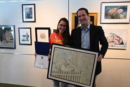 First place winner Ivy Zingone of Stamford with Congressman Himes